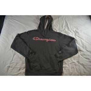 Champion Sweater Adult Small Gray Hoodie Logo Spell-out Pullover Mens